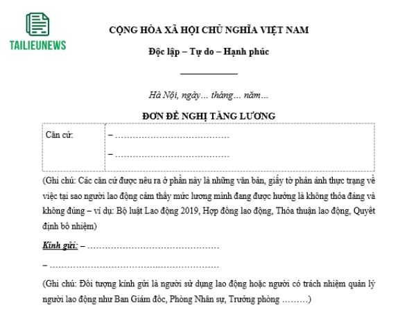 Tải Mẫu Đơn Đề Nghị Tăng Lương Theo Định Kỳ, Hợp Đồng, Thị Trường đơn đề nghị tăng lương