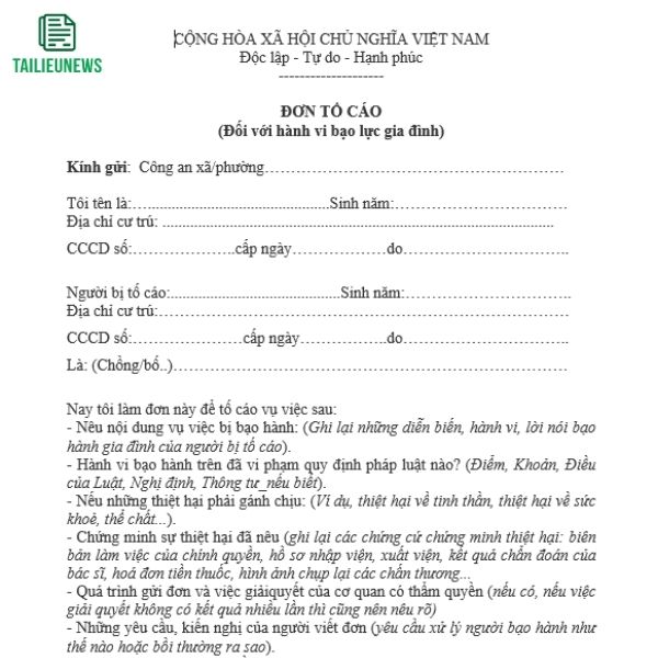 Tải Miễn Phí Mẫu Đơn Tố Cáo File Word Chuẩn Pháp Lý don to cao 6