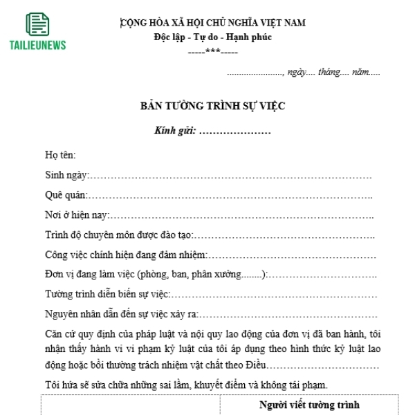 Tải Miễn Phí Mẫu Đơn Tường Trình File Word Mới Nhất don tuong trinh 4