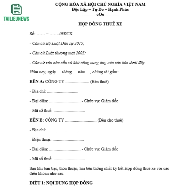 Tải Mẫu Hợp Đồng Thuê Xe Ô Tô Cá Nhân, Doanh Nghiệp File Word don xin chuyen truong 2 2