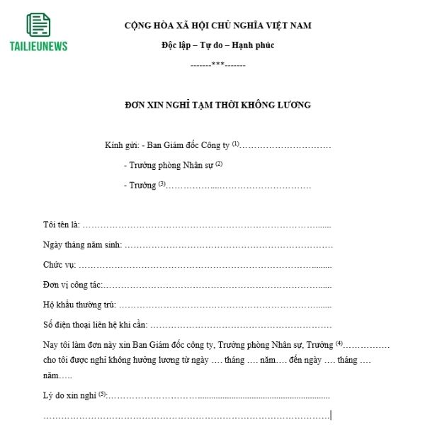 don xin nghi tam thoi khong luong