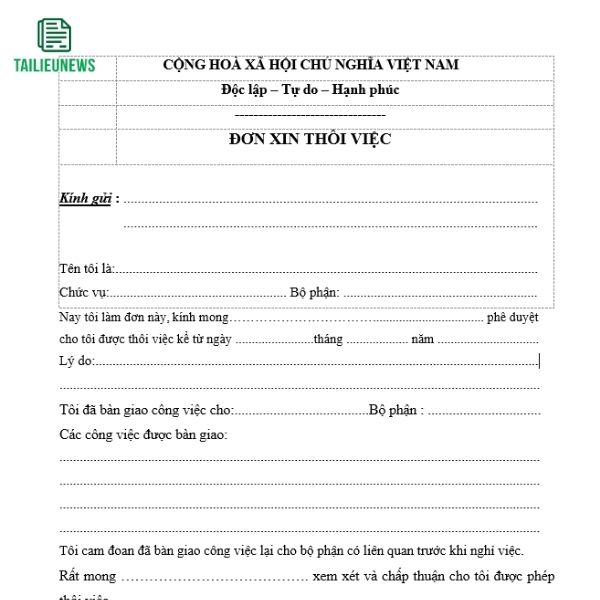 don xin nghi viec co quan nha nuoc