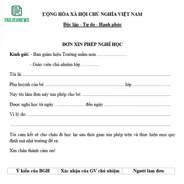 don xin phep nghi hoc 2