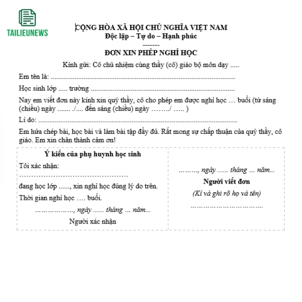 don xin phep nghi hoc 3