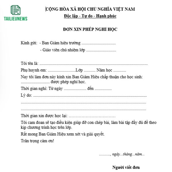 don xin phep nghi hoc 5