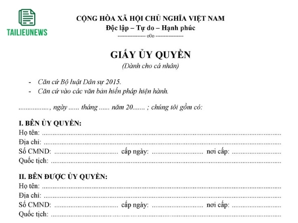 Tải Về Miễn Phí Mẫu Giấy Ủy Quyền Sử Dụng Đất File Word giấy ủy quyền sử dụng đất