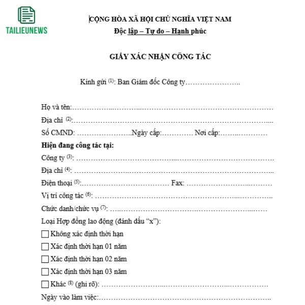 Tải Mẫu Giấy Xác Nhận Công Tác Tại Cơ Quan, Tổ Chức File Word Chuẩn giay xac nhan cong tac 4