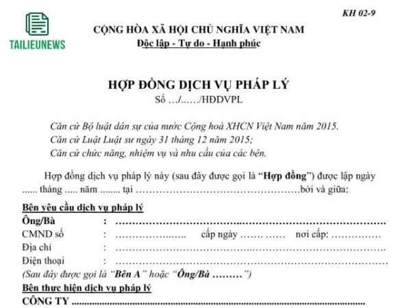 Tải Mẫu Hợp Đồng Cung Cấp Dịch Vụ Bảo Vệ/Tư Vấn/Kế Toán/Pháp Lý Chuẩn hợp đồng cung cấp dịch vụ