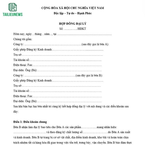 Tải Miễn Phí Mẫu Hợp Đồng Đại Lý Thương Mại, Độc Quyền File Word hop dong dai ly 4