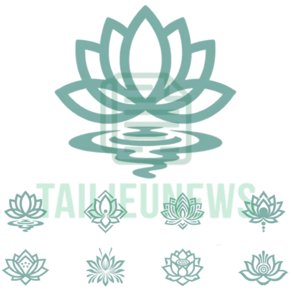 huy hiệu hoa sen cách điệu vector png