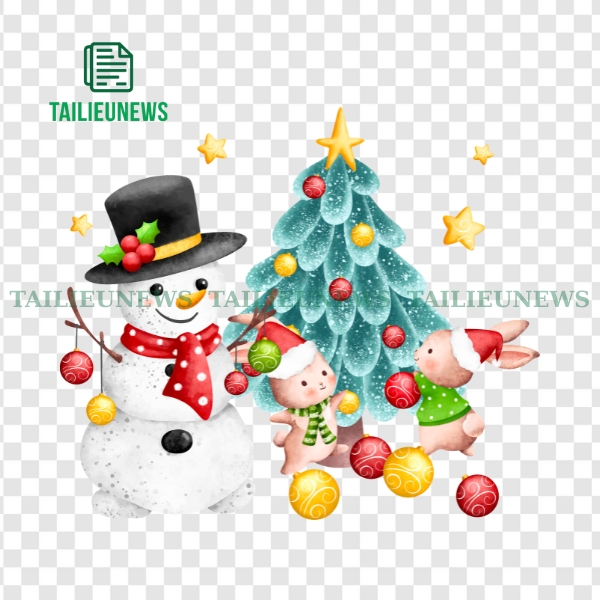 Người Tuyết Vector Trang Trí Noel – Tải Miễn Phí File PNG, SVG, AI Vector người tuyết kèm cây thông