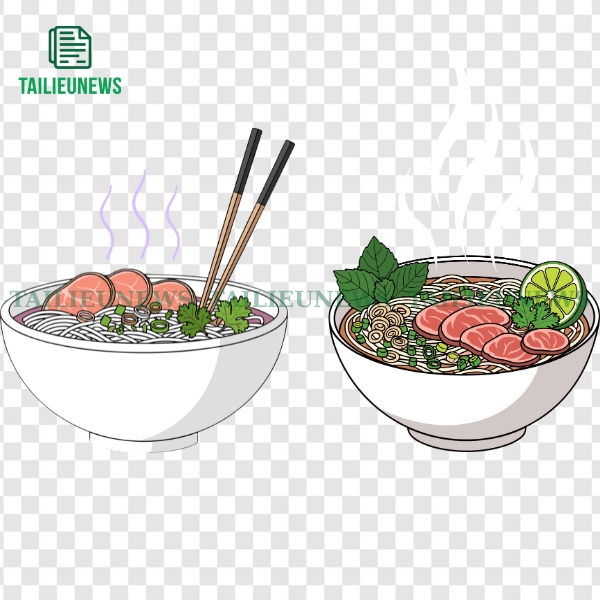 Tải Ngay Tô Phở Vector Miễn Phí Dùng Cho Menu, Logo, Poster Bát phở nóng vector