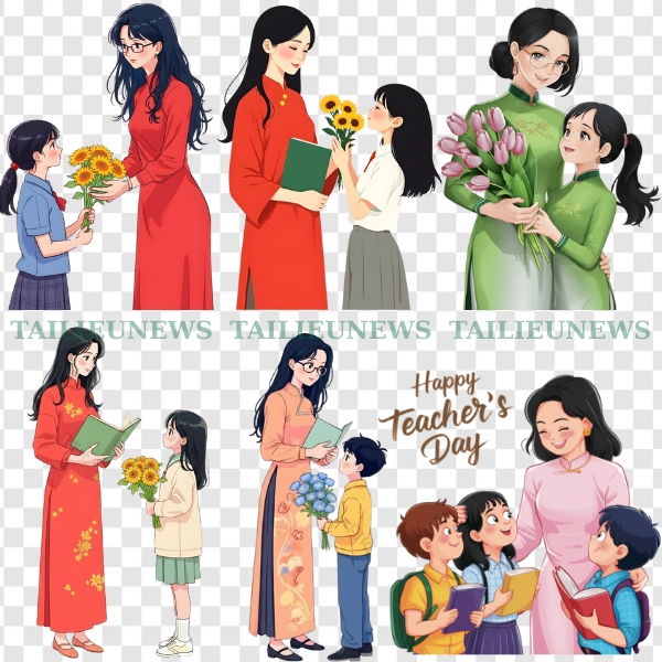 Cô giáo mặc áo dài vector