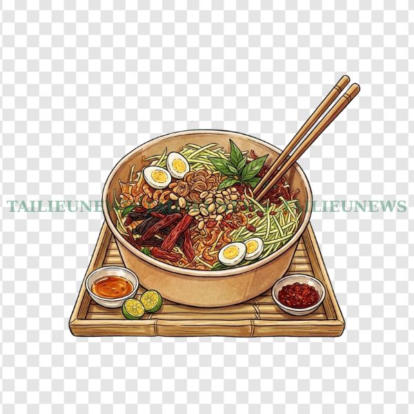 Bánh tráng trộn vector trong tô
