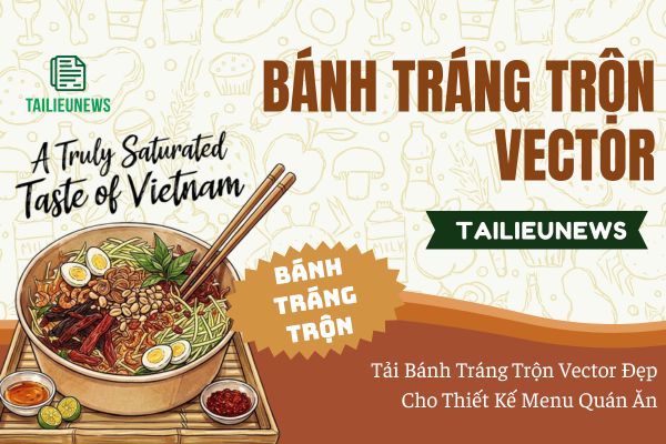 Tải Bánh Tráng Trộn Vector Đẹp Cho Thiết Kế Menu Quán Ăn banh trang tron vector