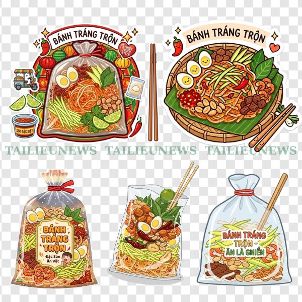 Hình bánh tráng trộn vector