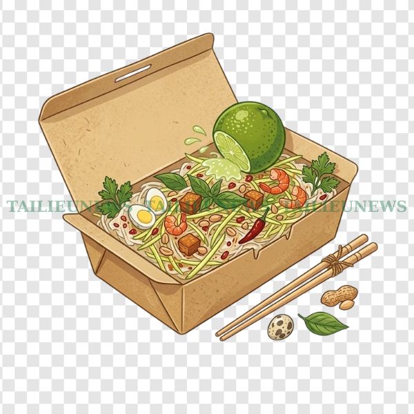 Hộp bánh tráng trộn vector