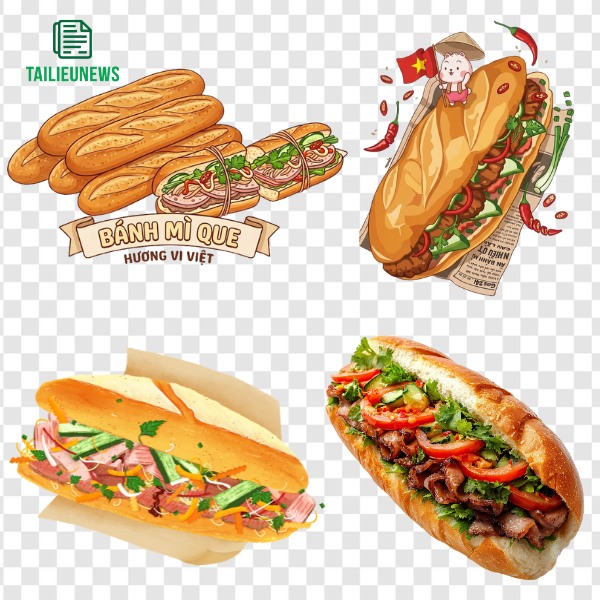Tải Bánh Mì Vector Đẹp Cho Thiết Kế Menu, Logo, Poster Vector bánh mì thịt