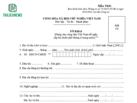 Mẫu Tờ Khai Đề Nghị Cấp Hộ Chiếu Mới Nhất 2026 Tờ khai đề nghị cấp hộ chiếu