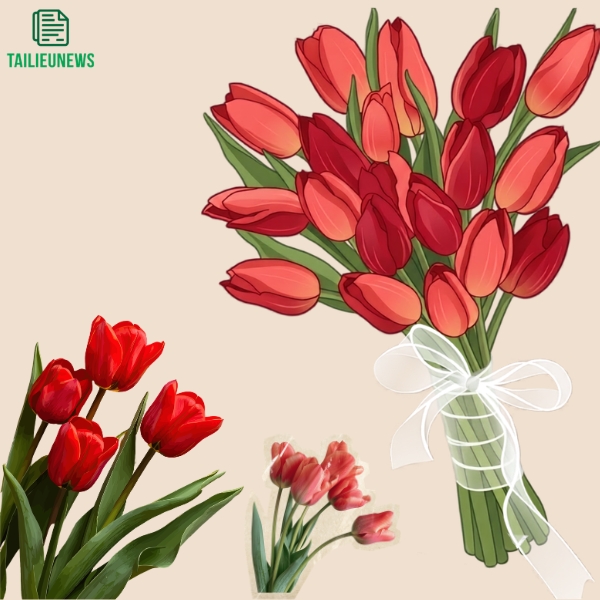 hoa tulip vector màu đỏ