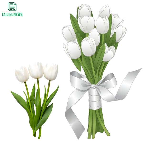 hoa tulip vector màu trắng