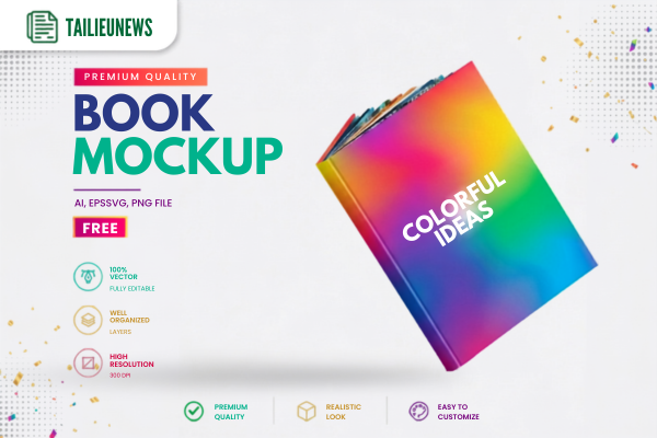 Tải Mẫu File Mockup Sách PSD Ngang Dọc, Mở Đóng, Vuông, A4 Free mockup sách